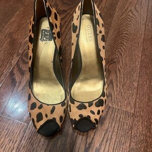 GUESS Animal Print Peep Toe Heels